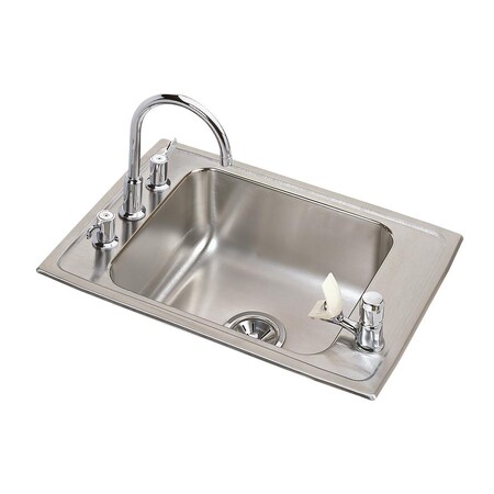 Lustertone Stainless Steel 25 X 17 X 7-5/8 Single Bowl Top Mount Classroom Sink + Faucet/Bubbler Kit